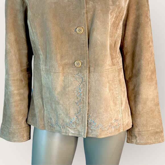 Brandon Thomas Vintage Suede Leather Button Up Jacket Western Women Size M Tan - Picture 5 of 15